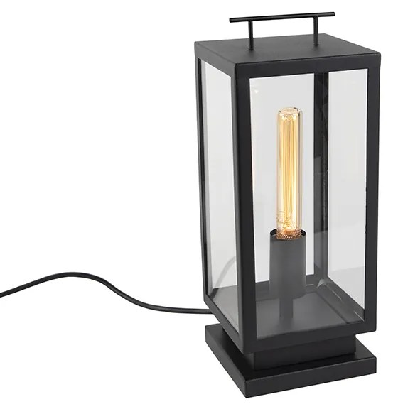 Candeeiro de mesa rural exterior preto com vidro - Roterdão Moderno