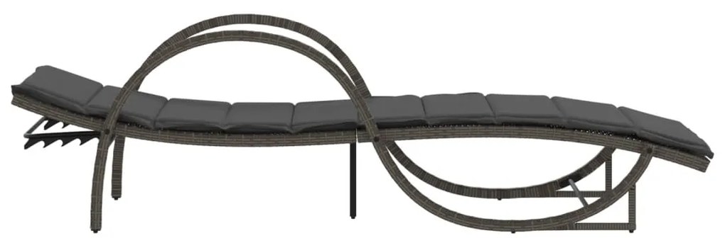Espreguiçadeiras com mesa 2 pcs vime PE cinzento