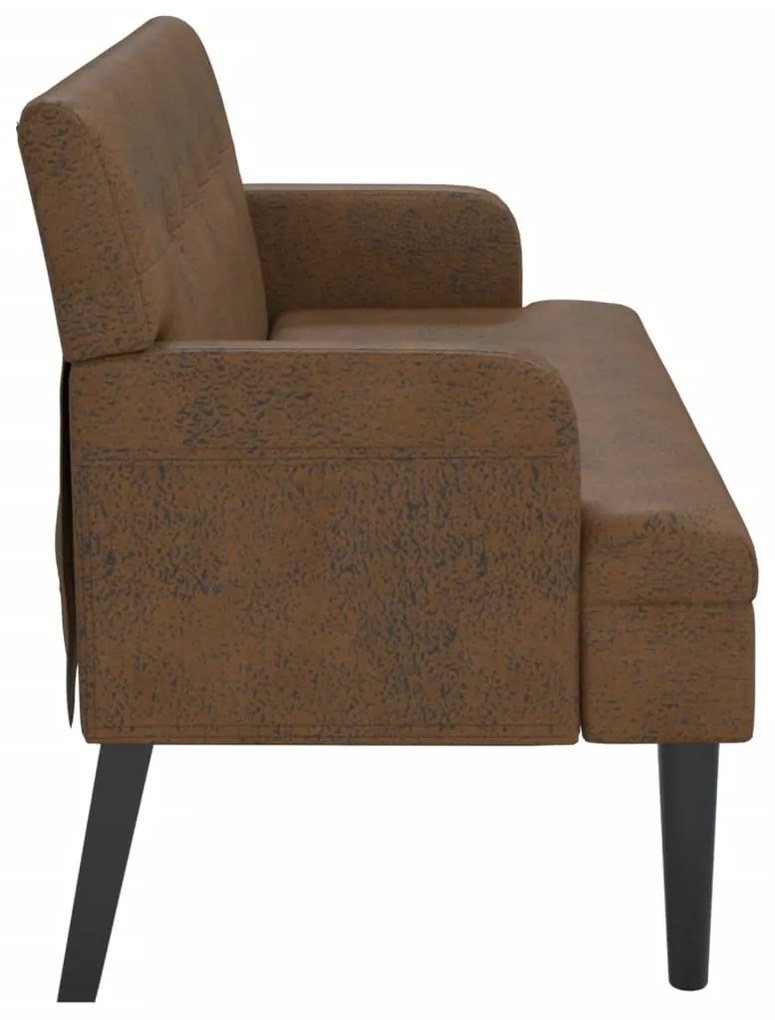 Banco com encosto 112x65,5x75 cm camurça castanho
