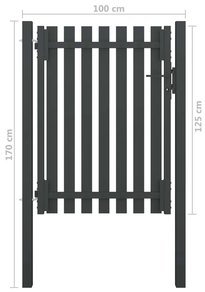 Portão de cerca para jardim 1x1,7 m aço antracite