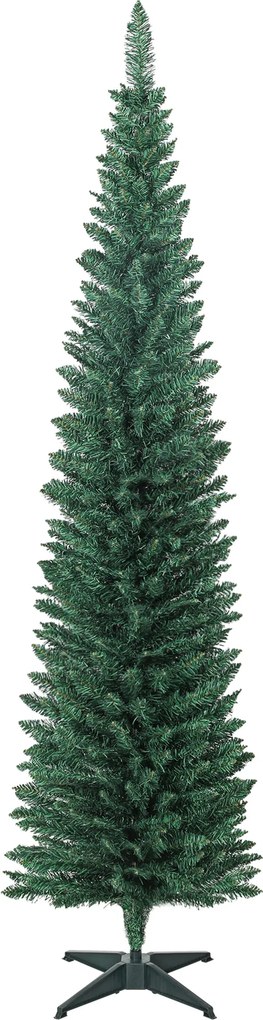 HOMCOM Árvore de Natal Slim 210 cm Árvore de Natal Artificial com 401 Ramos Suporte Metálico Decoração para Interior Verde | Aosom Portugal
