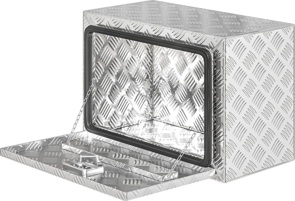 Caixa de ferramentas para camião em alumínio, 60,9 x 35,5 x 40,6 cm, compartimento de arrumação de 76 L com fechadura e chaves, prateada