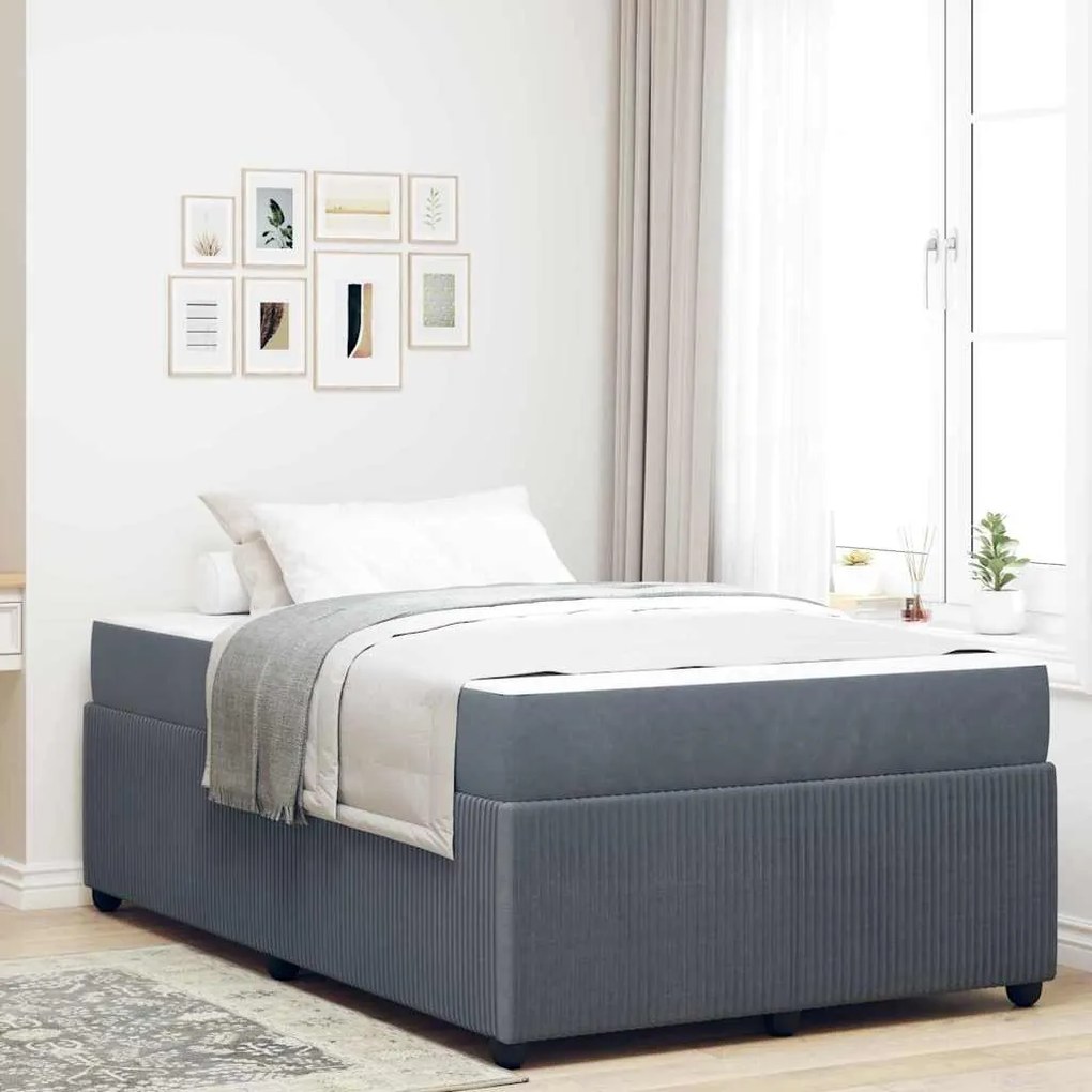vidaXL Estrutura de cama com colchão Cinzento escuro 120 x 200 cm