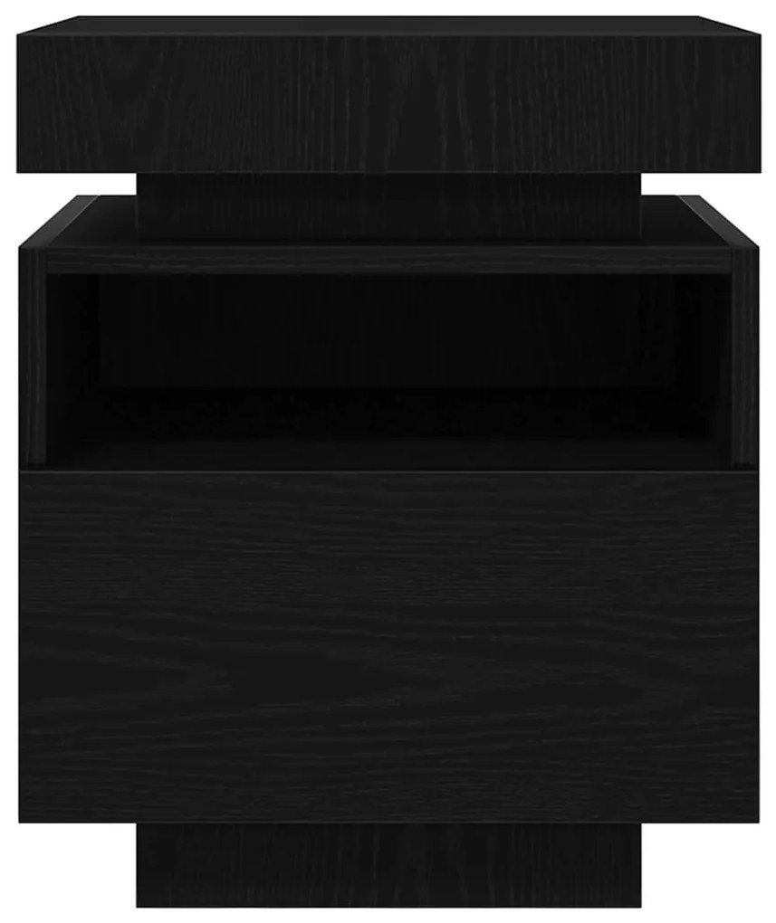 Criado-mudo vidaXL com Luzes LED Carvalho Preto 40x39x48,5 cm