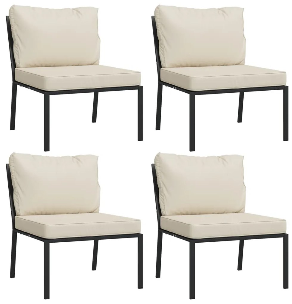 9 pcs conjunto lounge de jardim aço c/ almofadões areia