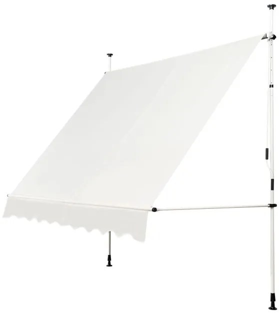 Toldo telescópico e retrátil resistente aos raios UV impermeável com manivela manual altura regulável para janela varanda 250 x 125 cm bege
