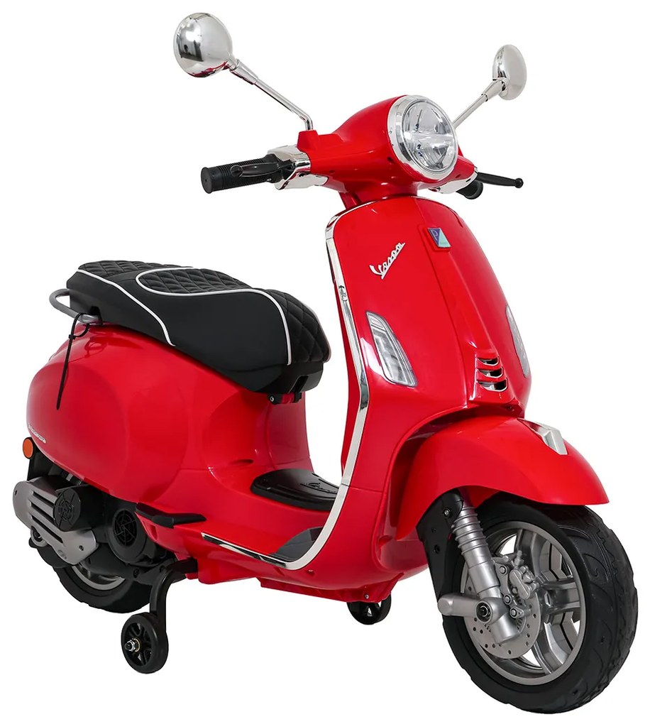 Vespa eletrica para crianças 12V ROMA, Rodas Espuma EVA, assento couro ecológico Vermelha