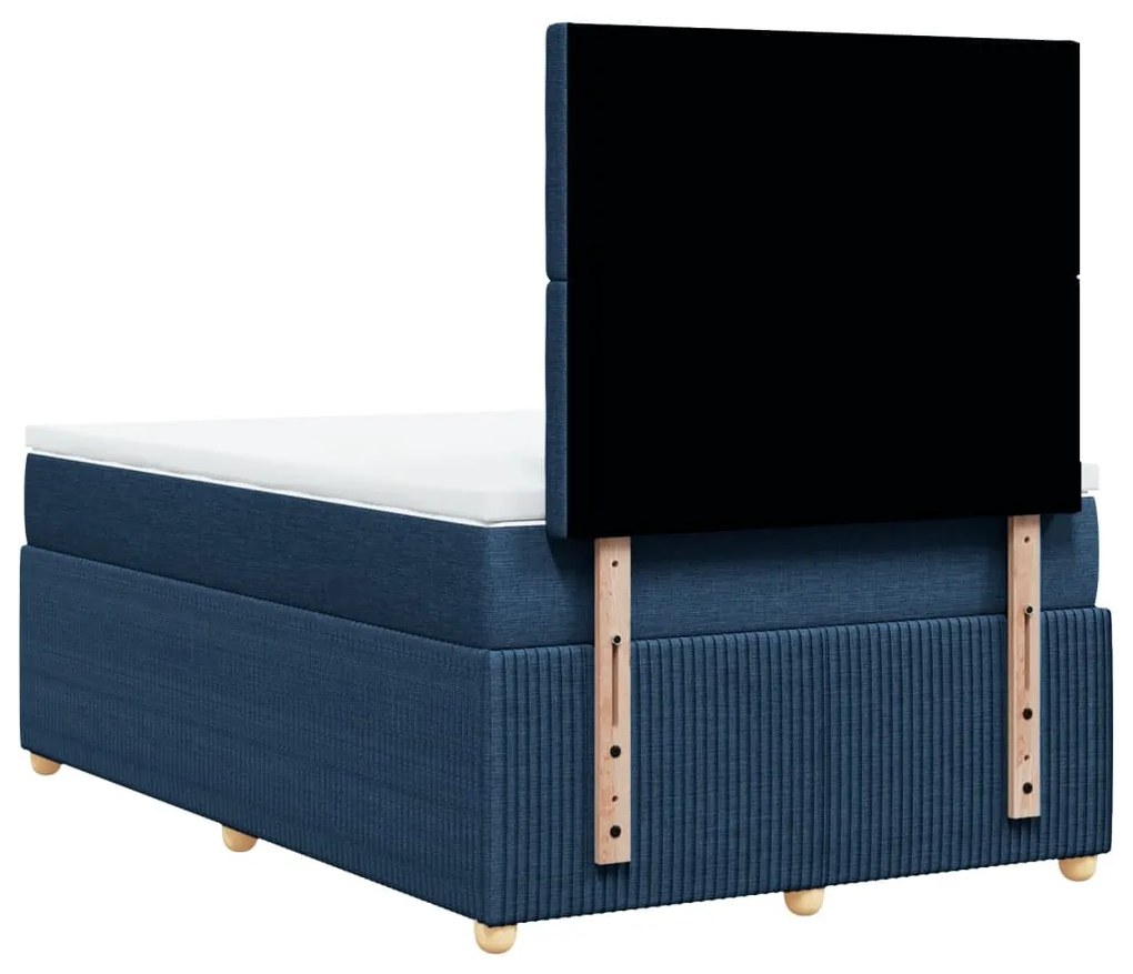 Cama boxspring com colchão 120x190 cm tecido azul