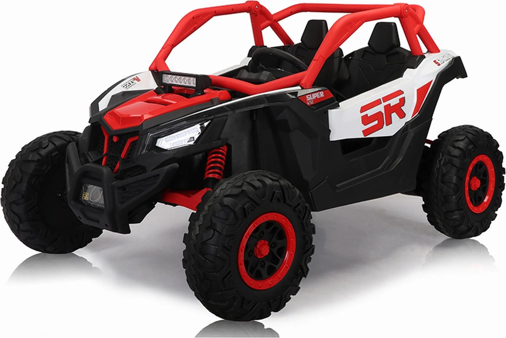 Carro elétrico para Crianças 24V 4x4 2 Lugares Buggy SR SUPER 66 Rodas de espuma EVA, Assento Couro Vermelho