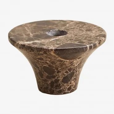 Pack De 2 Castiçais Em Pedra Natural Bellvion Mármore Castanho Emperador - Sklum