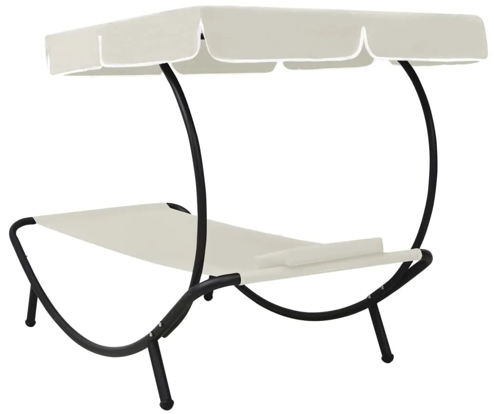 Espreguiçadeira com toldo e almofada branco nata