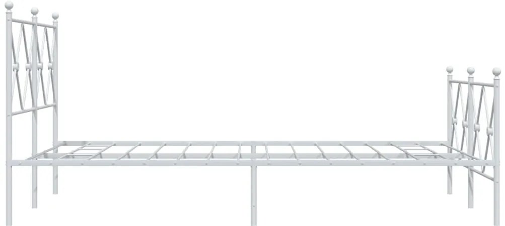 Estrutura de cama com cabeceira e pés 120x190 cm metal branco