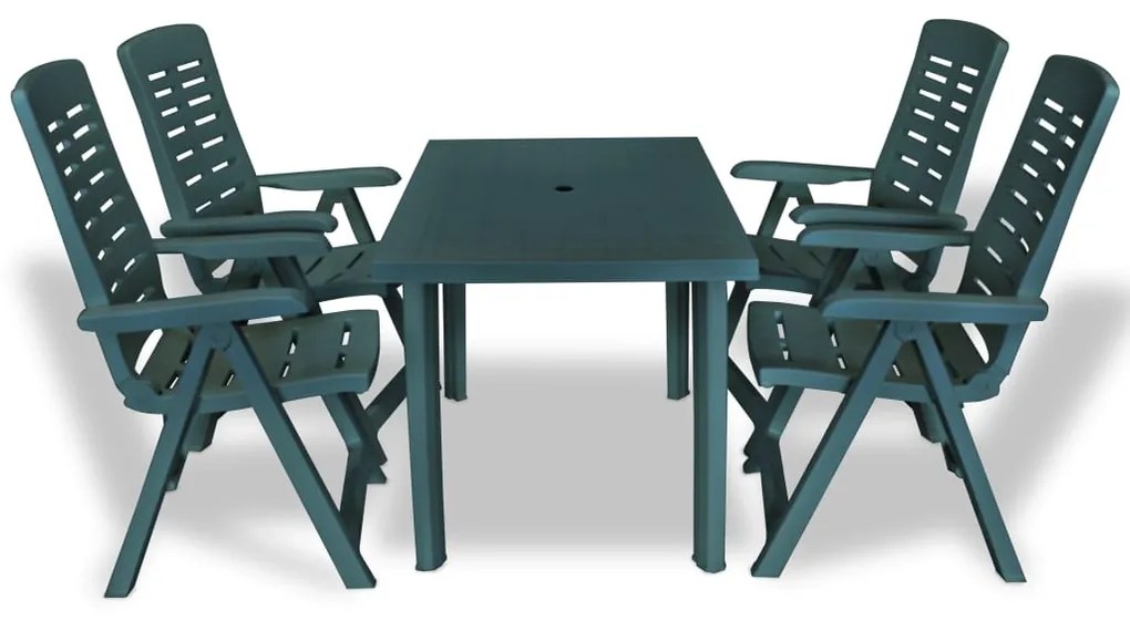 vidaXL Conjunto de jantar de exterior 5 pcs plástico verde