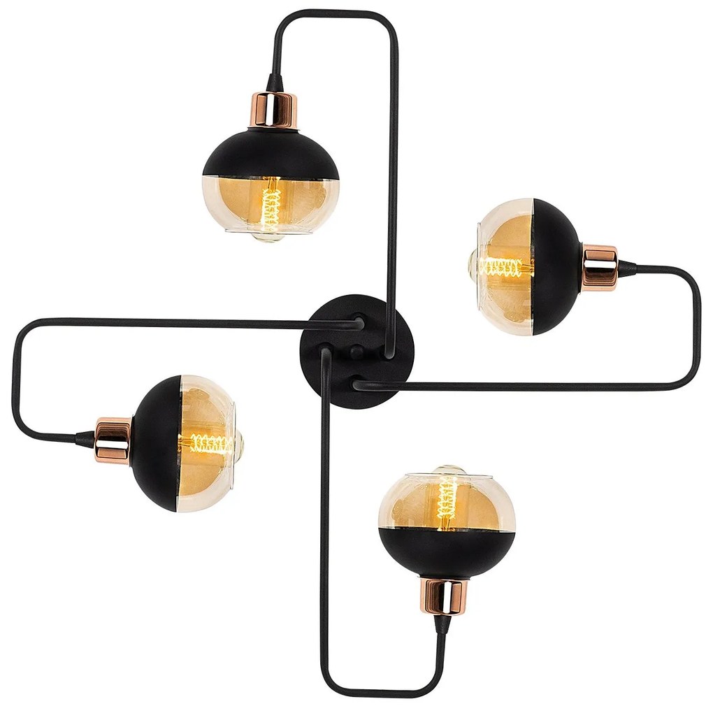 Candeeiro de Teto Ani – Preto e Cobre – Diâmetro 72 cm, Altura 22 cm