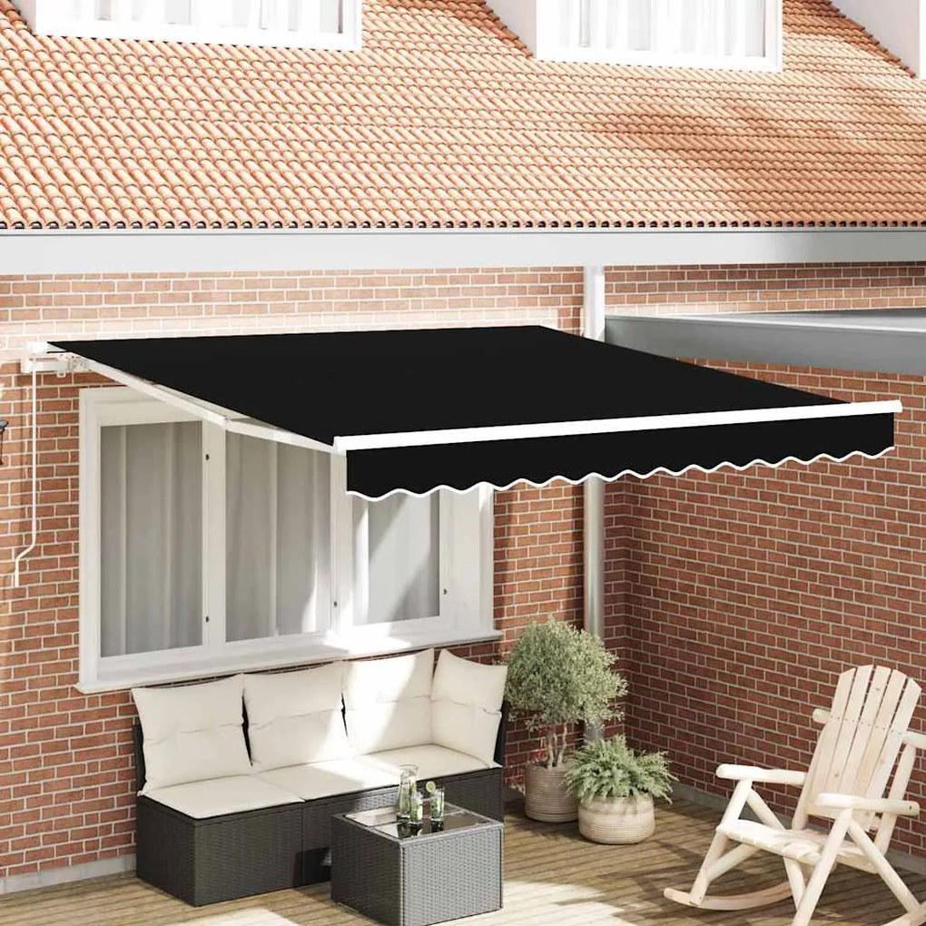 vidaXL Toldo Retrátil Manual Preto 300x250 cm
