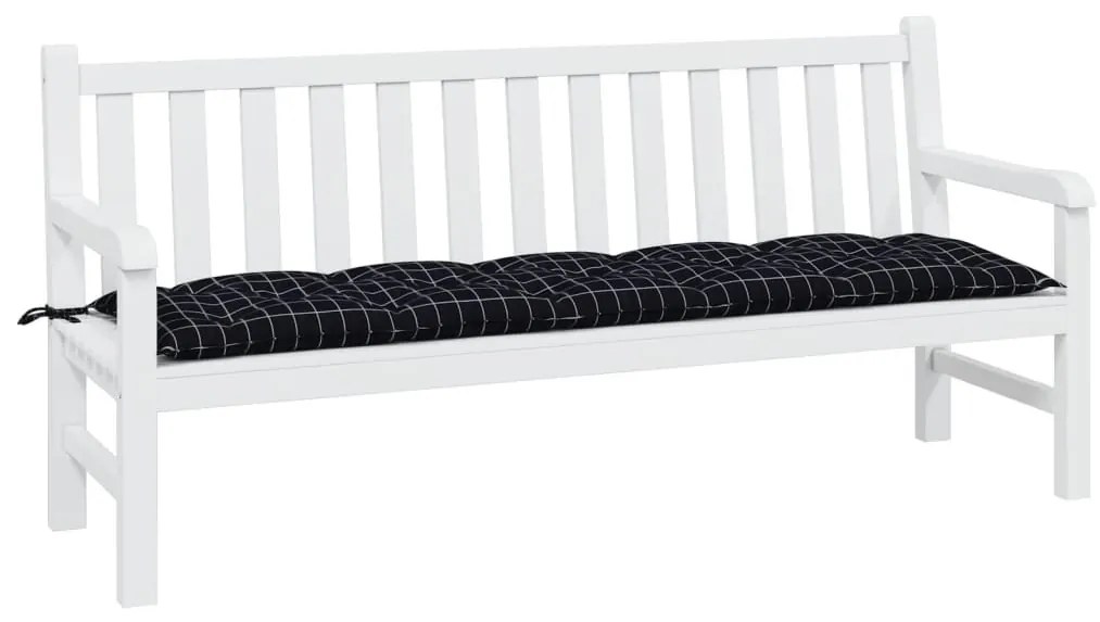 Almofadão p/ banco jardim 180x50x7cm tecido oxford xadrez preto