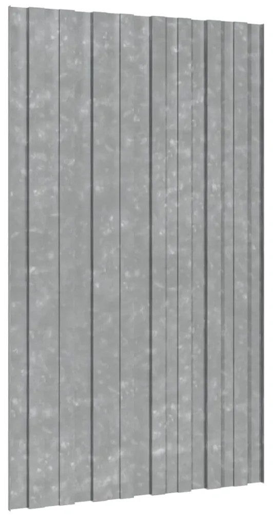 Painéis de telhado 12 pcs 80x45 cm aço galvanizado prateado
