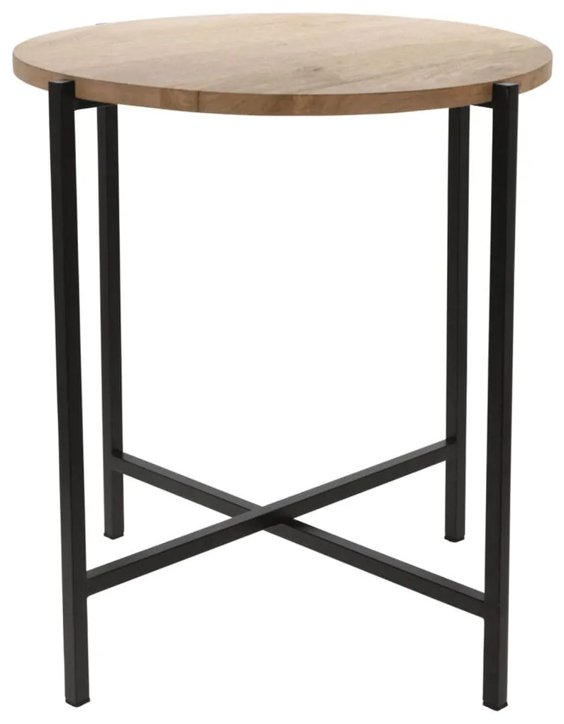 439793 Ambiance Mesa de apoio redonda madeira e metal 45 cm