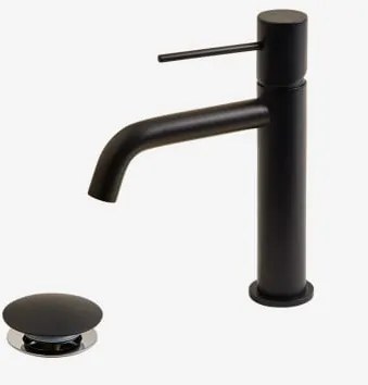 Conjunto De Torneira De Pia De Latão Click-clack E Válvula De Drenagem Orveta Preto Mate & ↑20 Cm & Válvula Com Transbordo - Sklum