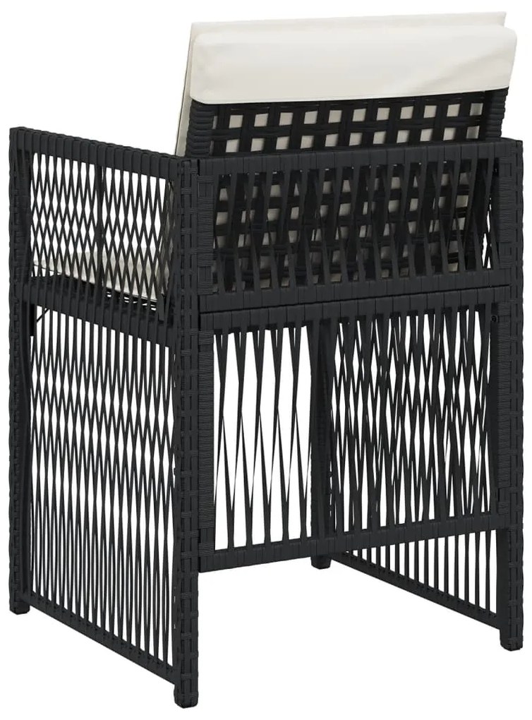 Cadeiras de jardim com almofadões 4 pcs vime PE preto