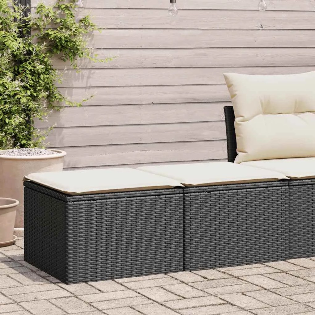 2 pcs conjunto sofás jardim c/ almofadões vime PE/acácia preto