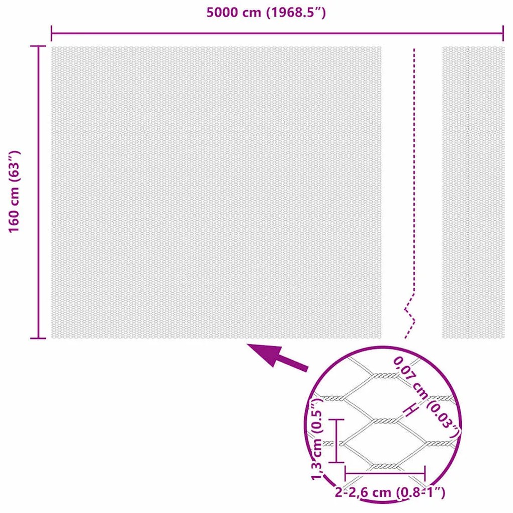Cerca Hexagonal vidaXL Cinza 1.6x50 m Aço