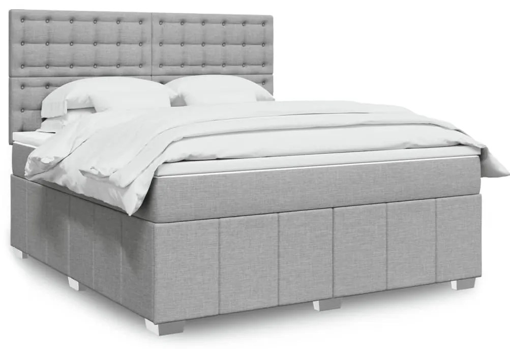 vidaXL Cama com molas/colchão 180x200 cm tecido cinzento-claro