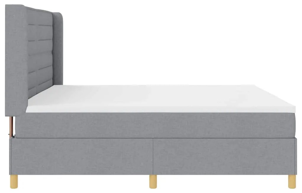 Cama Box com Colchão Cinza Claro 200 x 200 cm - Tecido