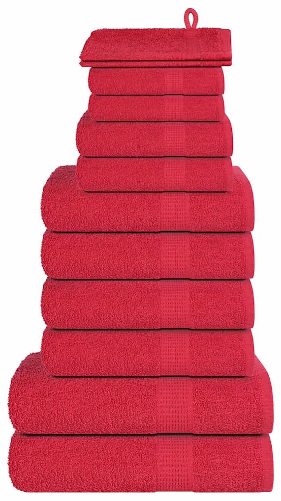 vidaXL 12pcs Conjunto de toalhas FROGN 100% algodão vermelho