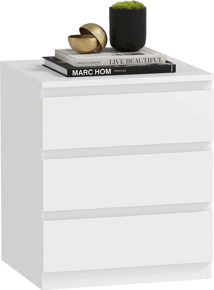 Móvel com 3 Gavetas 45x40x52,8 cm com Fecho Suave para Quarto Escritório Estilo Moderno 45x40x52,8 cm Branco