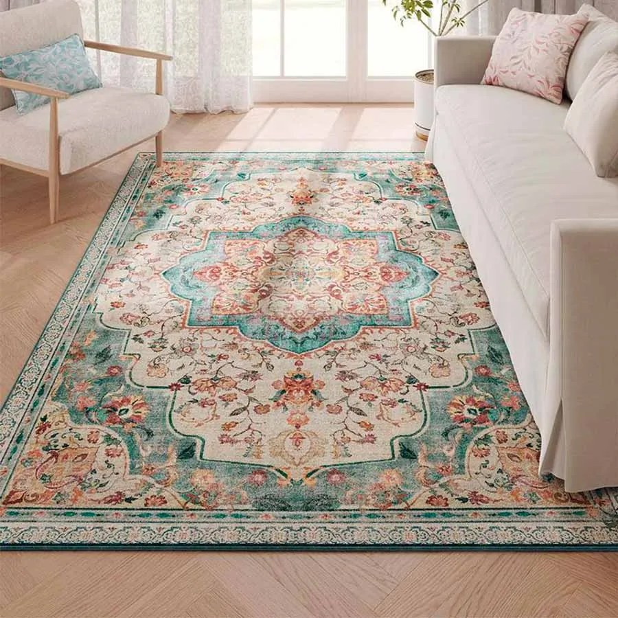 Tapete vintage 140 x 200 cm felpudo azul-marinho