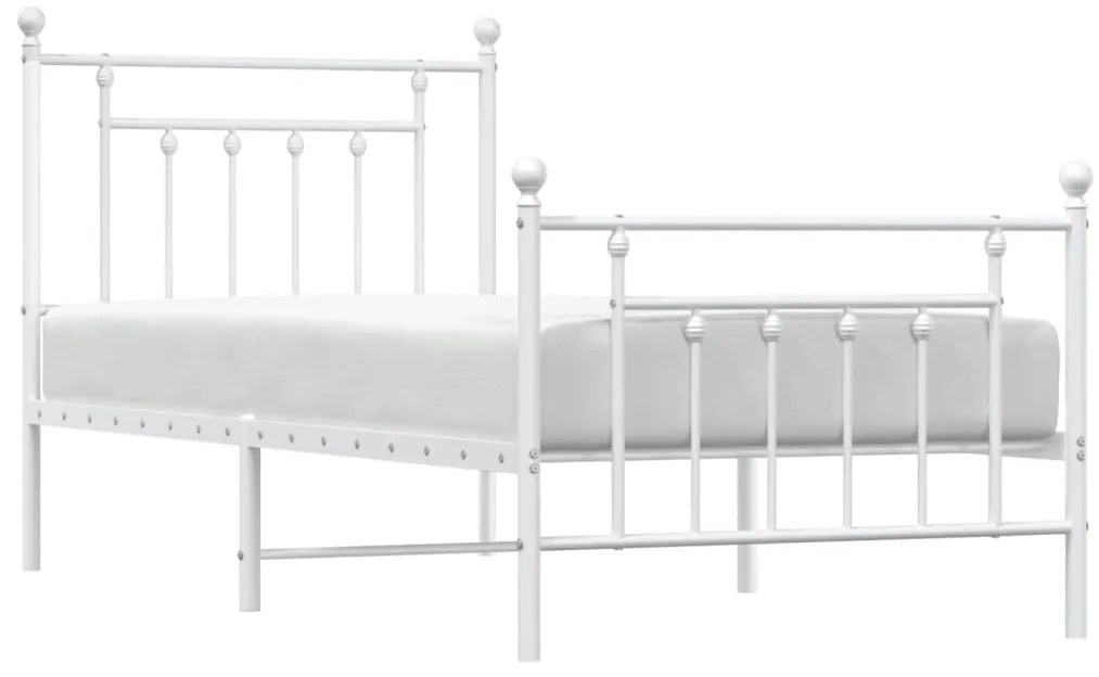 Estrutura de cama com cabeceira e pés 90x200 cm metal branco