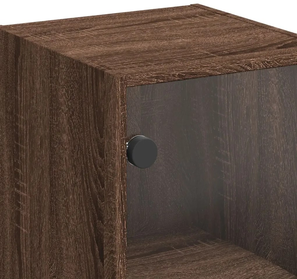 Armário parede c/ portas vidro 35x37x68,5 cm carvalho castanho