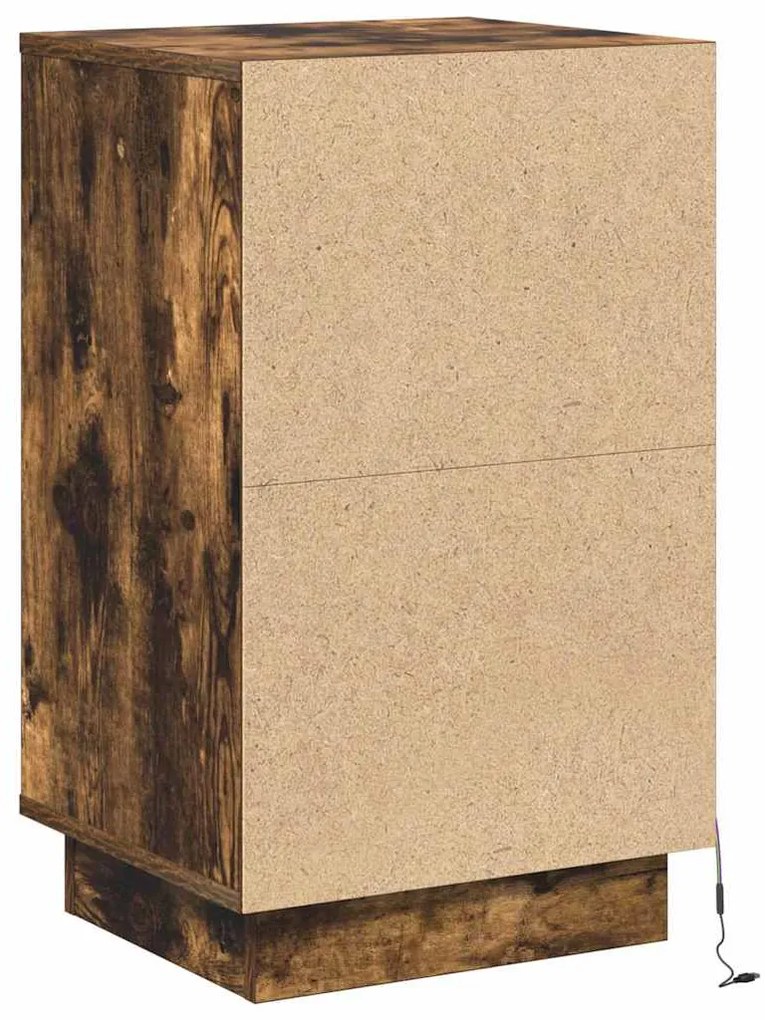 Criado-mudo com LED Carvalho Fumado 39x34,5x65 cm Madeira de Engenhari