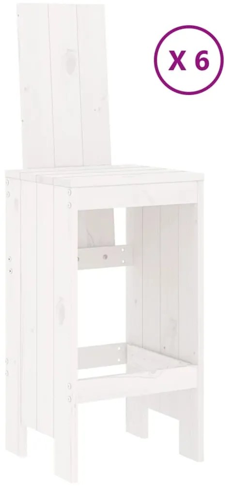 7 pcs conjunto de bar para jardim pinho maciço branco