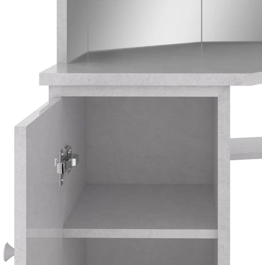 Toucador de canto com LED 111x54x141,5 cm cinzento cimento