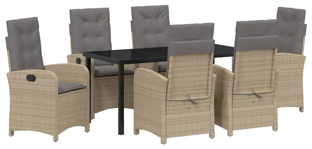 Conjunto de Jantar de Jardim com Almofadas Bege Rattan PE