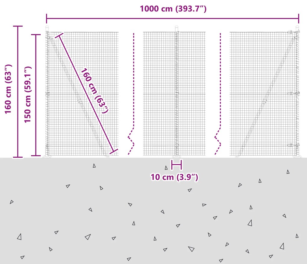 Conjunto de Postes de Cerca Conjunto de 2 Aço galvanizado