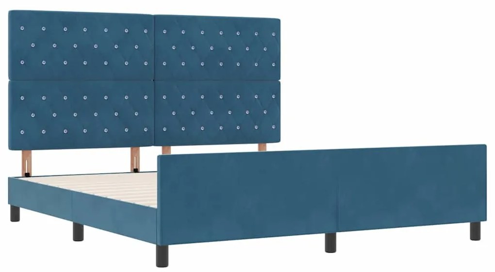 Cama de Veludo Azul Escuro vidaXL 180x200 cm
