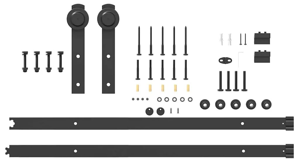 Kit de ferragens para porta deslizante 200 cm aço preto