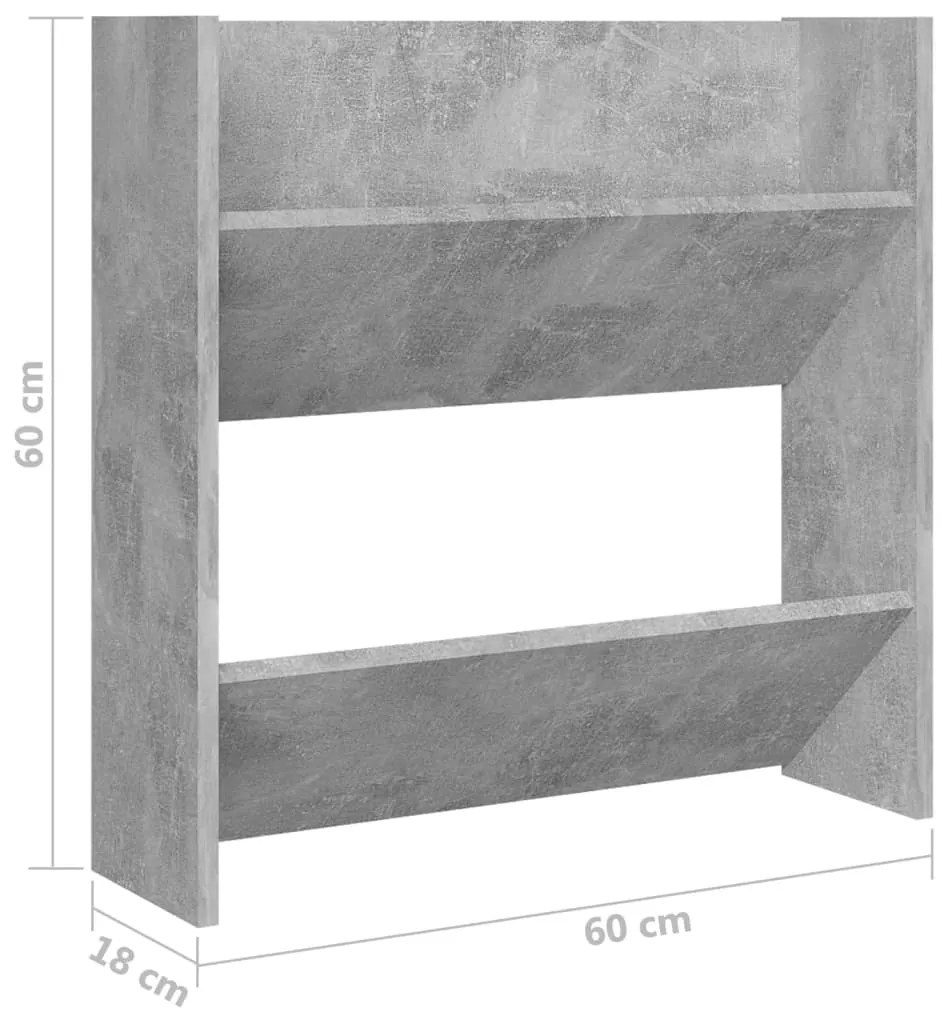 Sapateiras de parede 2 pcs 60x18x60 cm contrapl. cinza cimento
