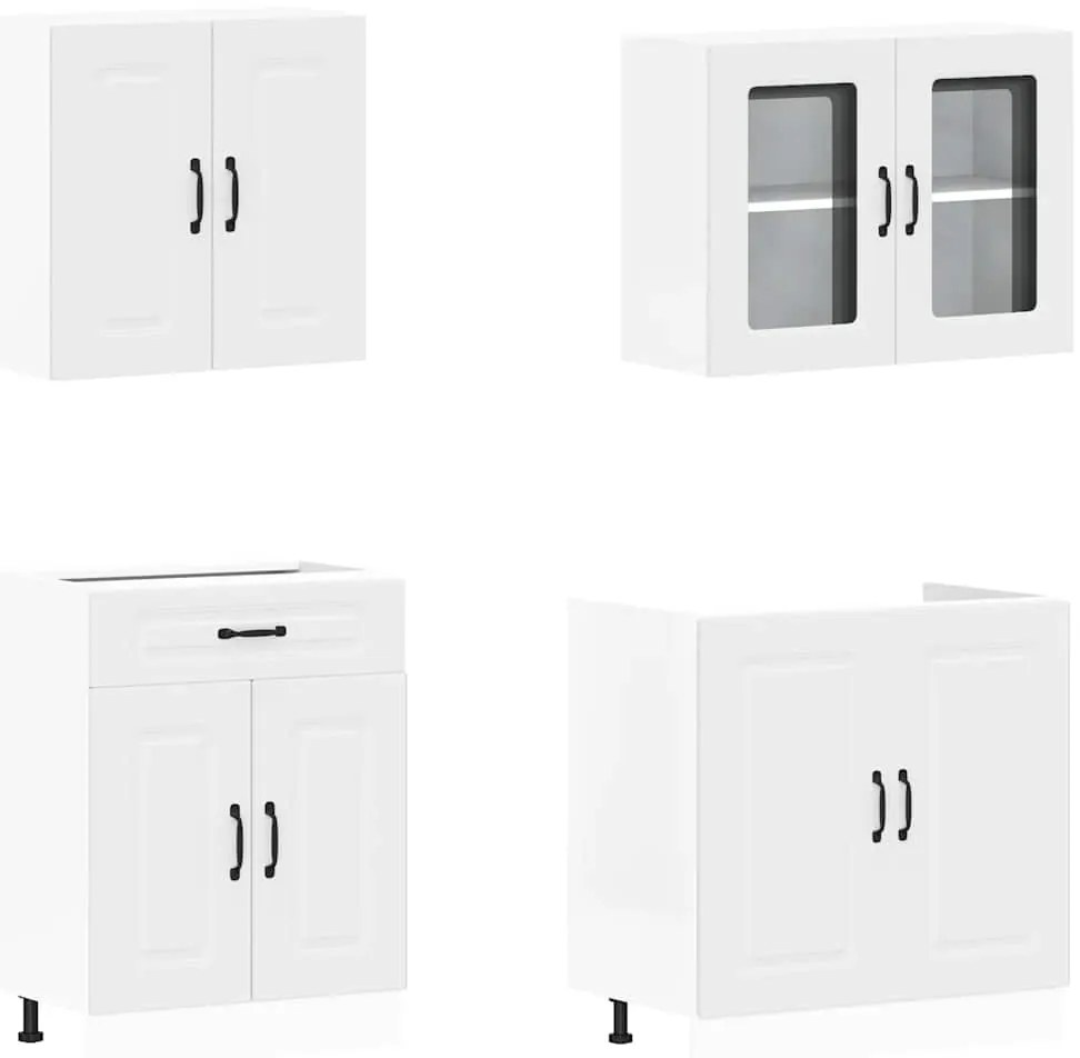 4 peças armário de cozinha conjunto Kalmar branco
