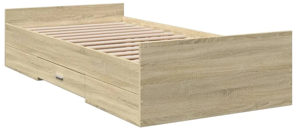 Estrutura de cama c/ gavetas derivados madeira carvalho sonoma