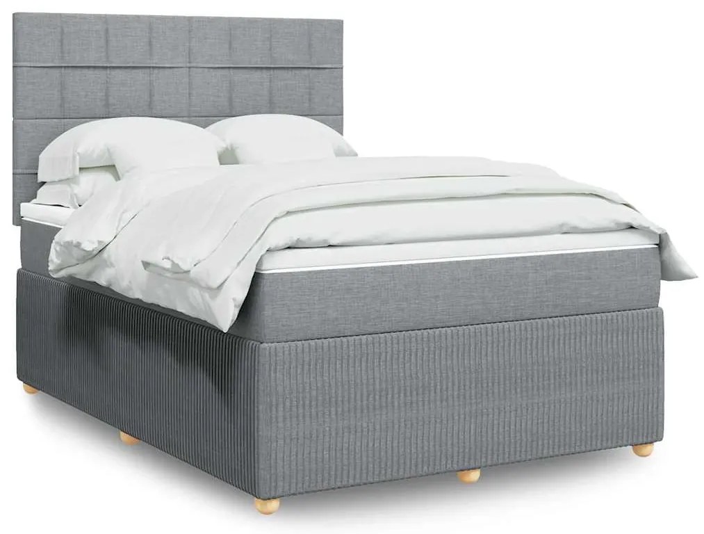 Cama com molas/colchão 140x190 cm tecido cinzento-claro