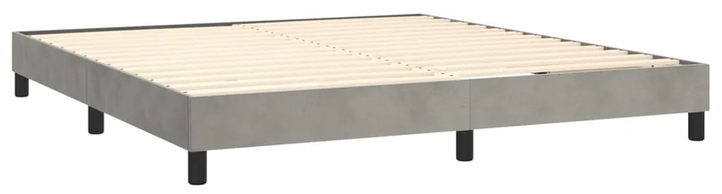 Cama box spring c/ colchão/LED 180x200 cm veludo cinzento-claro