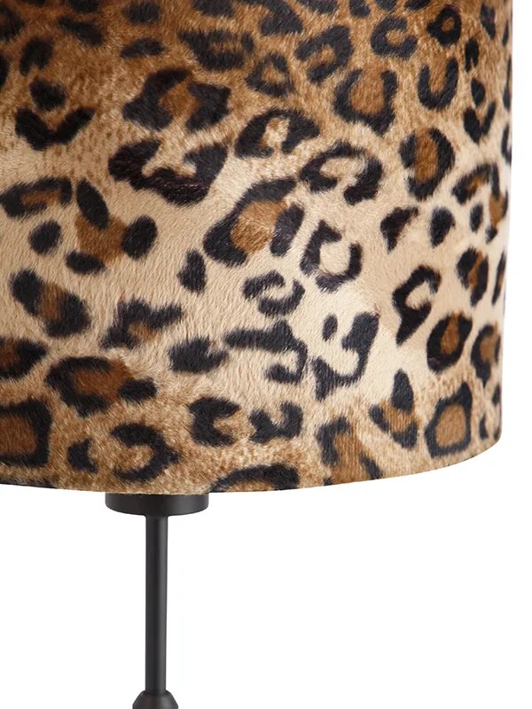 Candeeiro de mesa preto abajur veludo leopardo 25cm ajustável - PARTE Clássico / Antigo