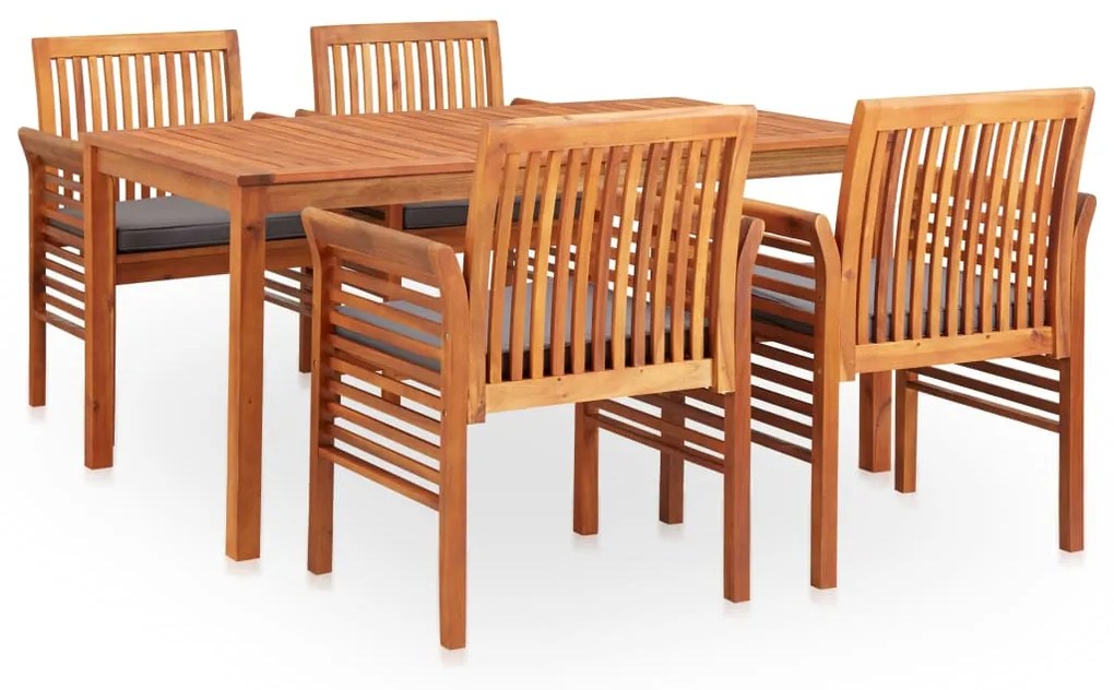 278903 vidaXL 5 pcs conjunto de jantar exterior c/ almofadões acácia maciça