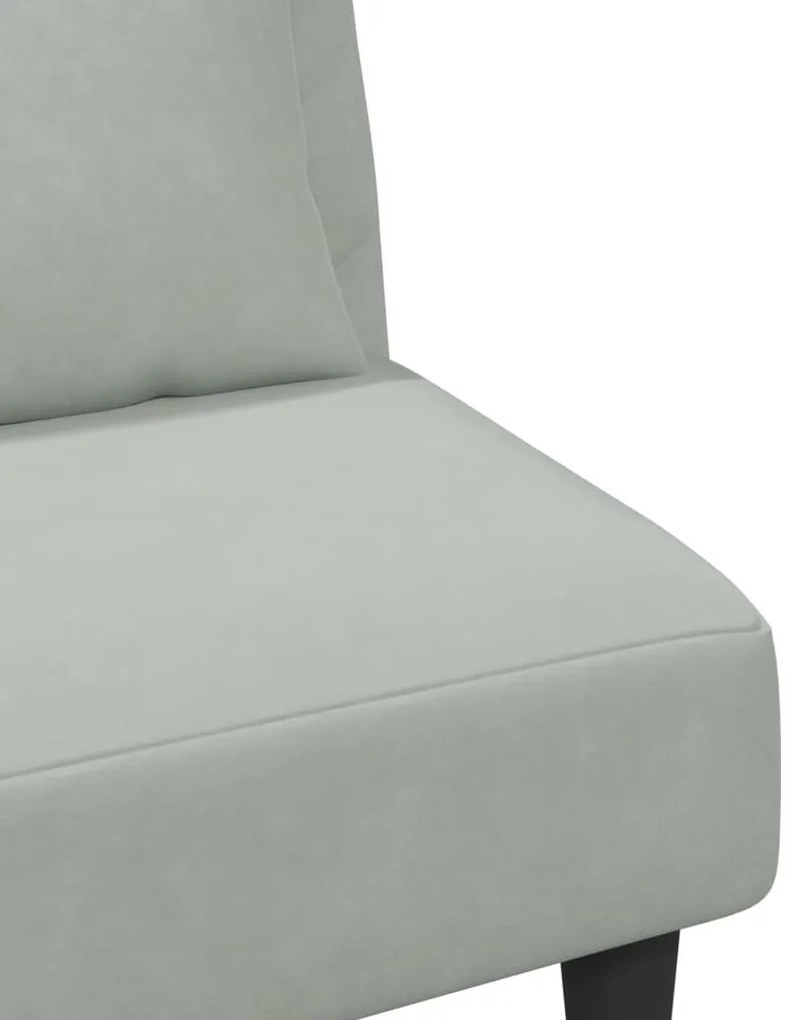 2 pcs conjunto de sofás com almofadas veludo cinzento-claro