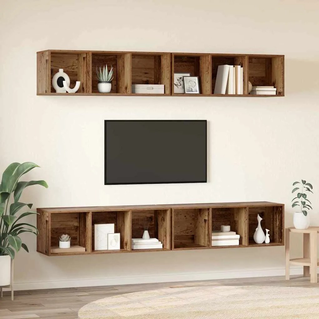Gabinete de TV de Parede com prateleira com armazenamento 4 pcs Madeir