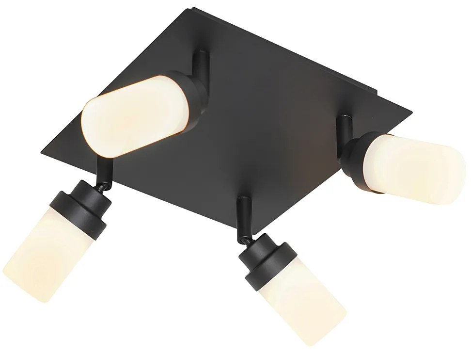 Foco moderno para casa de banho preto 4 luzes IP44 - Japie Moderno